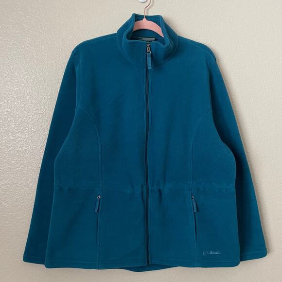 LL Bean Jacket Womens XL Blue Polartec Fleece Full Zip Pockets Outdoor Hiking - Picture 3 of 14